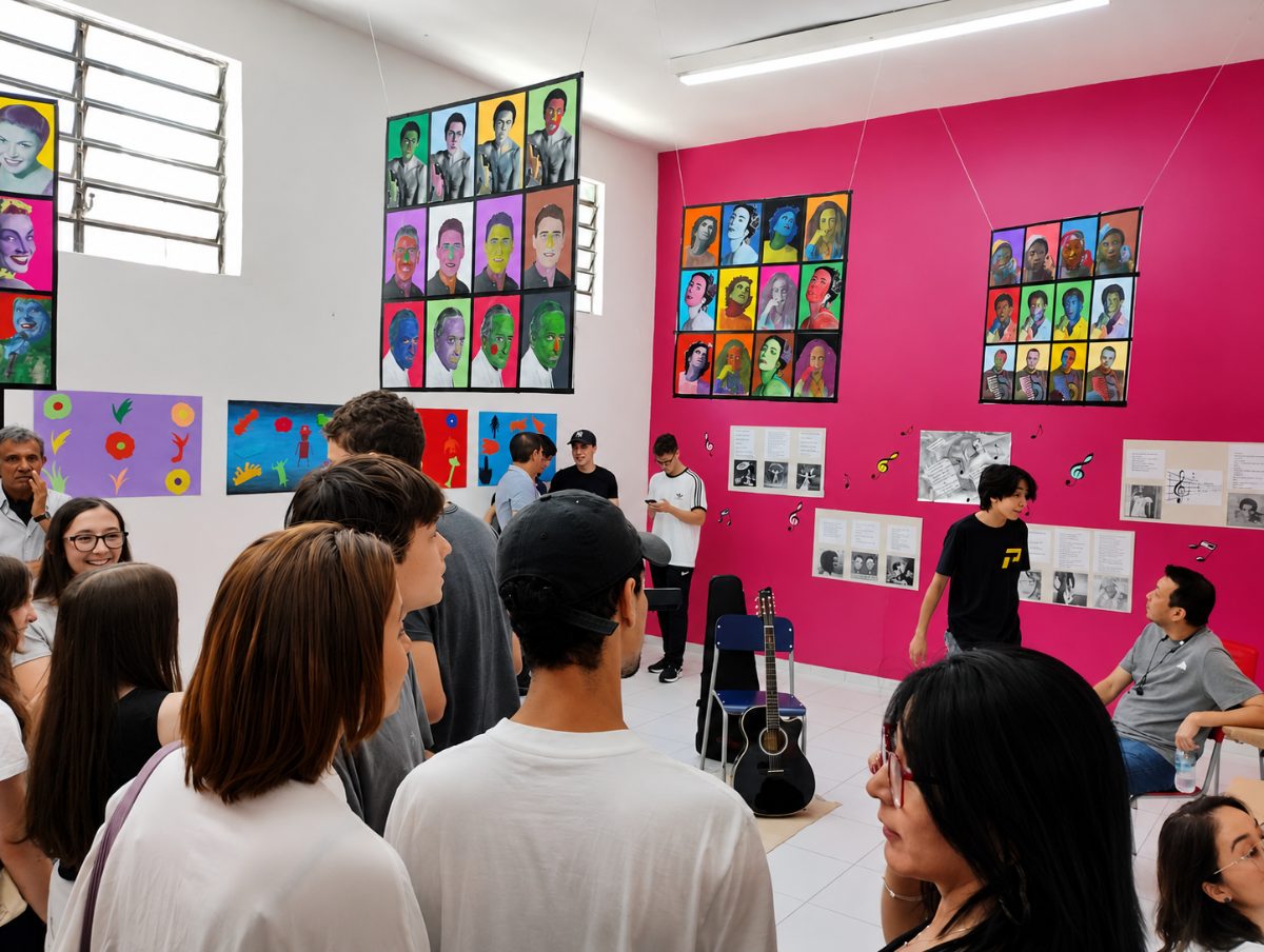 Mostra cultural · exposição de releituras com música ao vivo